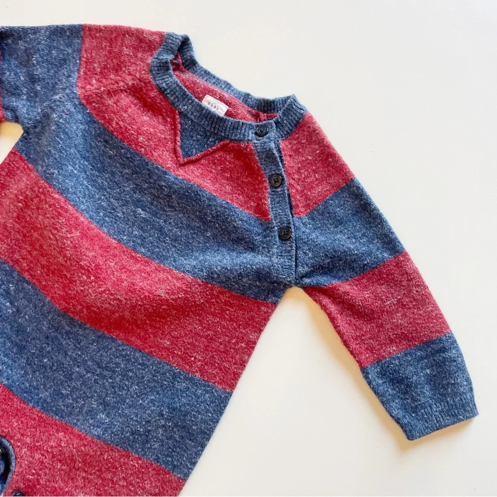 Gap Red / Blue Knit Sweater Romper | 6-12m